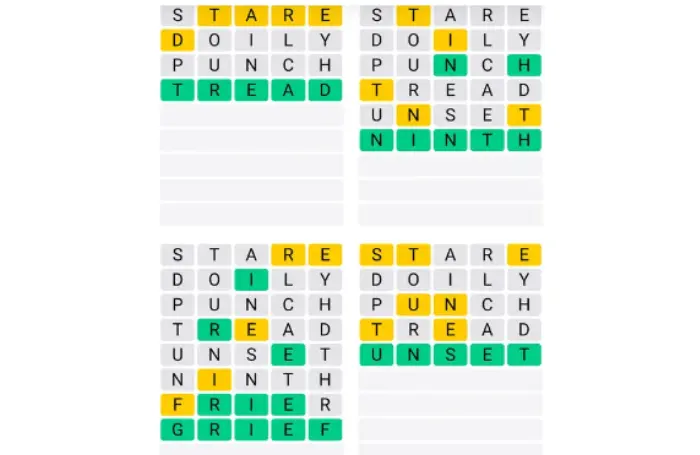 Quordle Answers for Monday, October 21 (game #1001)