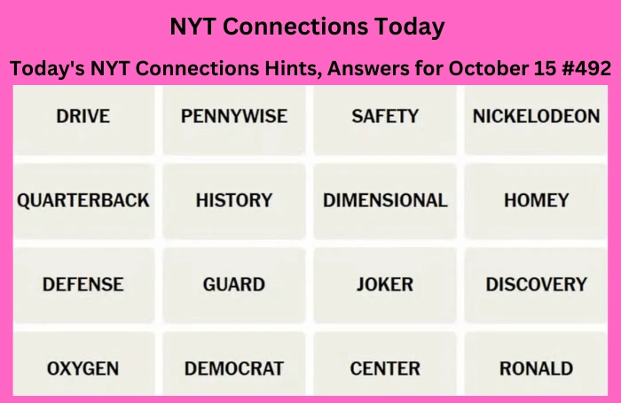 todays nyt Connections hints, answers for october 15 #492